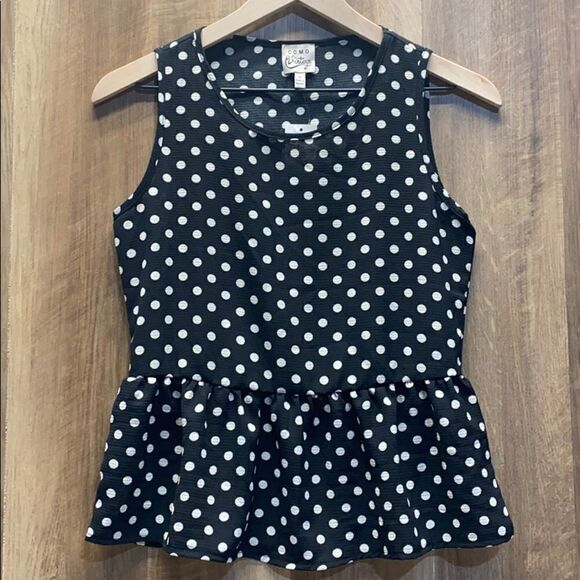 COMO VINTAGE - Black Polka Dot Tank - Picture 1 of 4